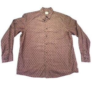 ROWM Button Down Shirt Men's XL Western Brown‎ Geometric Diamond Long Sleeve